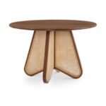 Cika Stylish Solid Wood Rattan 4-Seater Dining Table - Image 10