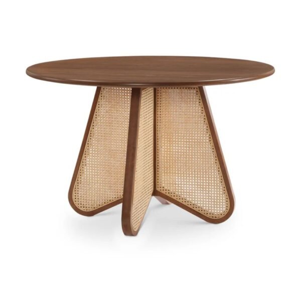 Cika Stylish Solid Wood Rattan 4-Seater Dining Table - Image 10
