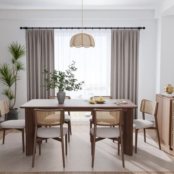 Geto Solid Wood Rectangular 6-Seater Dining Table - Image 3