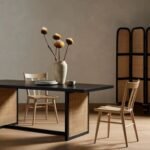 Clara Solid Wood Rattan Dining Table