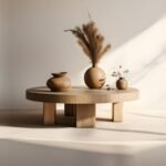 Indo Round Solid Wood Modern Coffee Table