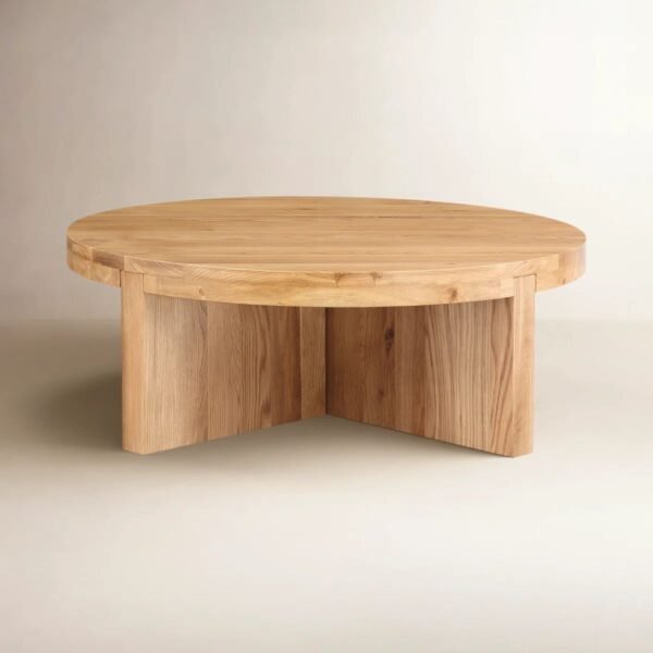 Thomas Solid Wood Contemporary Round Coffee Table - Image 4
