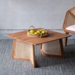 Breeze Solid Wood Rattan Accent Coffee Table