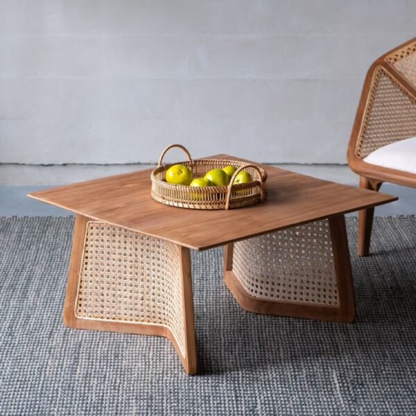 Breeze Solid Wood Rattan Accent Coffee Table - Image 1