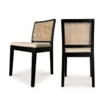 Ivory Solid Wood Rattan Dining Chair Set of 2 - Image 3
