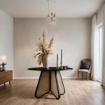 Cika Stylish Solid Wood Rattan 4-Seater Dining Table