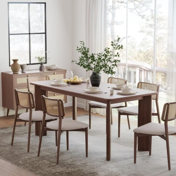 Geto Solid Wood Rectangular 6-Seater Dining Table - Image 2