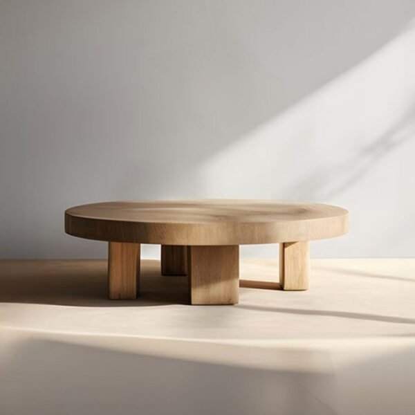 Indo Round Solid Wood Modern Coffee Table - Image 2
