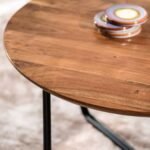 Jojo Scandinavian Solid Wood Metal Round Coffee Table - Image 3