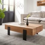 Adol Solid Wood Metal Coffee Table