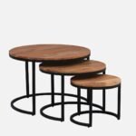 Kudo Solid Wood Nesting Coffee Table Set of 3 - Image 2