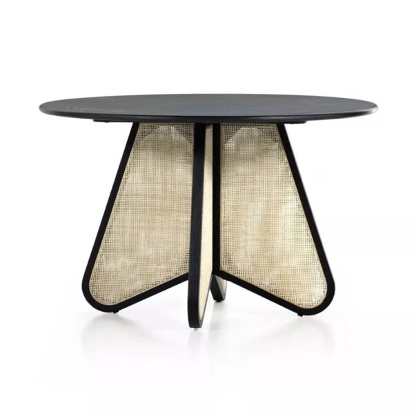 Cika Stylish Solid Wood Rattan 4-Seater Dining Table - Image 3
