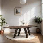 Quad Solid Wood Angled Leg Dining Table