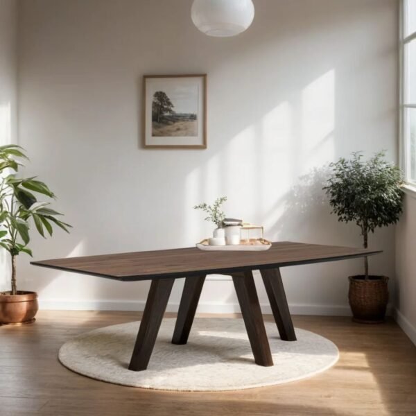 Quad Solid Wood Angled Leg Dining Table - Image 1