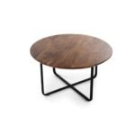 Jojo Scandinavian Solid Wood Metal Round Coffee Table - Image 4