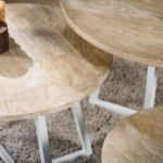 Biro Solid Wood Metal Round Coffee Table Set of 3 - Image 4
