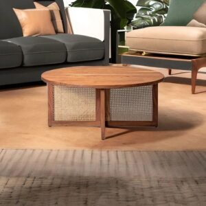 Suwa Solid Wood Rattan Coffee Table