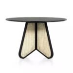 Cika Stylish Solid Wood Rattan 4-Seater Dining Table - Image 4