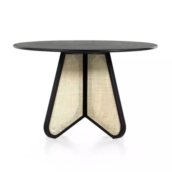 Cika Stylish Solid Wood Rattan 4-Seater Dining Table - Image 4