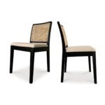 Ivory Solid Wood Rattan Dining Chair Set of 2 - Image 9