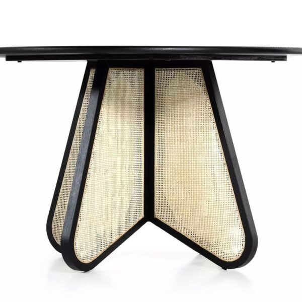 Cika Stylish Solid Wood Rattan 4-Seater Dining Table - Image 5