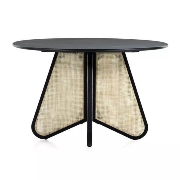Cika Stylish Solid Wood Rattan 4-Seater Dining Table - Image 6