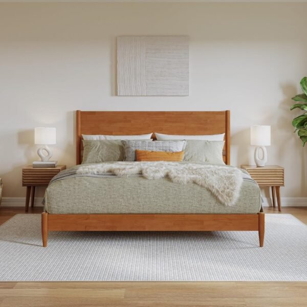 Ciko Mid-Century Solid Wood Platform Bed - Image 2