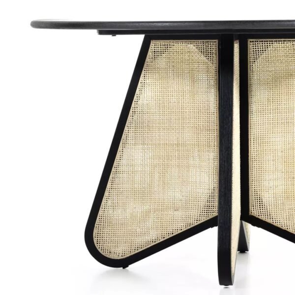 Cika Stylish Solid Wood Rattan 4-Seater Dining Table - Image 7