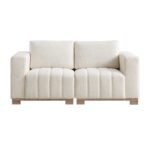 Dapi Beige Boucle 2-Seater Sofa With Wooden Base - Image 3
