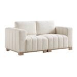 Dapi Beige Boucle 2-Seater Sofa With Wooden Base - Image 4