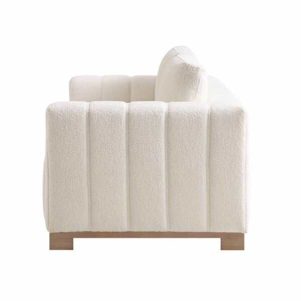 Dapi Beige Boucle 3-Seater Sofa With Wooden Base - Image 5
