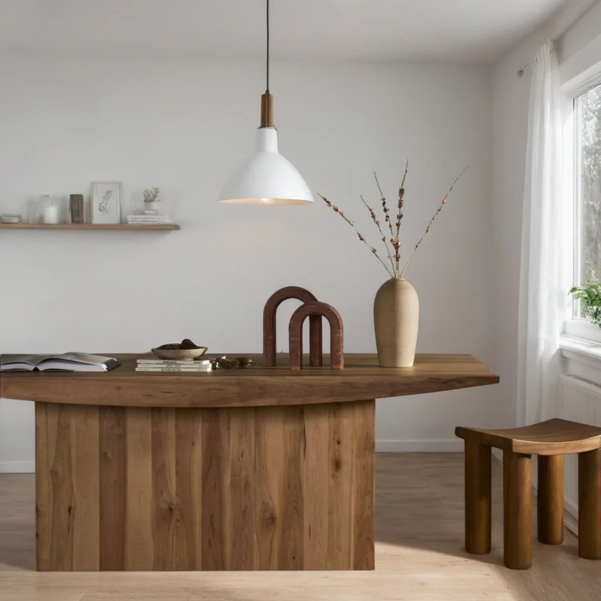 Untitled design Brook Solid Wood 6-8 Seater Modern Dining Table - Image 1