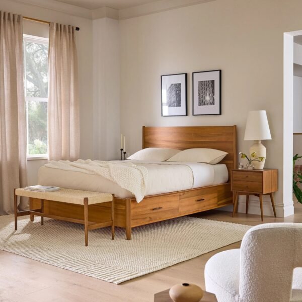 Deko Solid Wood Platform Bed with Storage - Image 1