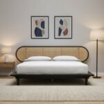 Kuro Solid Wood Rattan Platform Bed