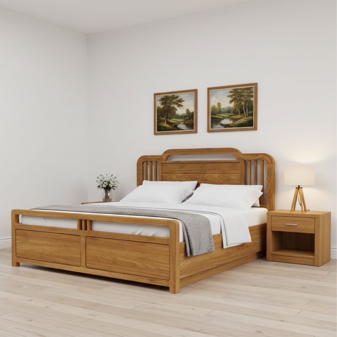 6 Siva Solid Wood Storage Platform Bed - Image 1
