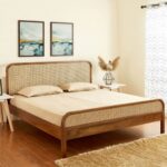 Hana Solid Wood Rattan Platform Bed