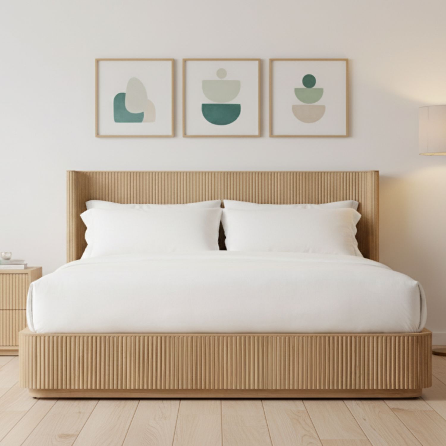 1 Ryan Solid Wood Fluted Platform Bed - Image 1